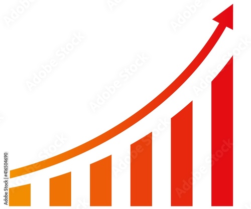 Graph with increase report. Diagram with rise and gain progress. Vector illustration