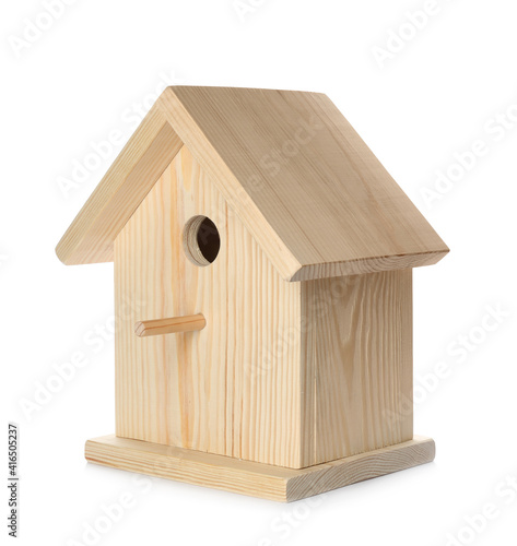 Beautiful wooden bird box isolated on white © New Africa