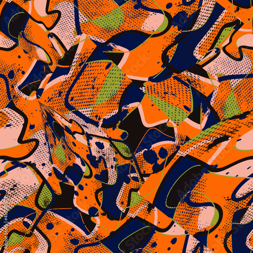 Seamless abstract vector backdrop  with colorful unique geometry pattern 