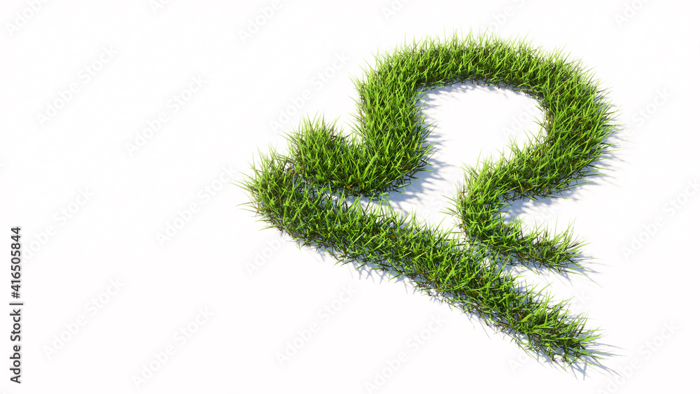 Concept or conceptual green summer lawn grass symbol shape isolated white background, sign of libra zodiac sign. 3d illustration symbol for  esoteric, the mystic, the power of prediction of astrology
