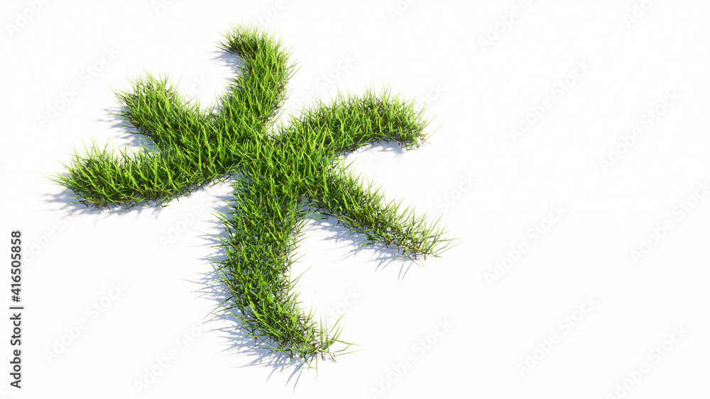 Concept or conceptual green summer lawn grass symbol shape isolated white background, sign of pisces zodiac sign. 3d illustration symbol for esoteric, the mystic, the power of prediction of astrology Concept or conceptual green summer lawn grass symbol shape isolated white background, sign of pisces zodiac sign. 3d illustration symbol for esoteric, the mystic, the power of prediction of astrology