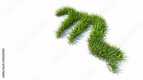 Concept  conceptual green summer lawn grass symbol shape isolated white background, sign of scorpio zodiac sign. 3d illustration symbol for  esoteric, the mystic, the power of prediction of astrology
