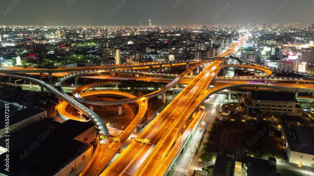 The City Skyline over a Highway Junction (Time Lapse/Zoom In) The City Skyline over a Highway Junction (Time Lapse/Zoom In)
