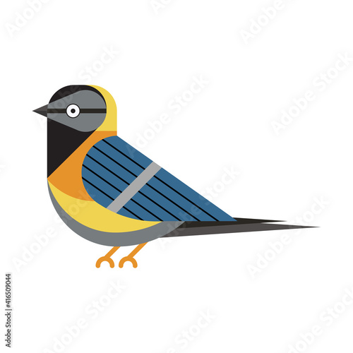 Blue Tit Bird Icon in Flat Style