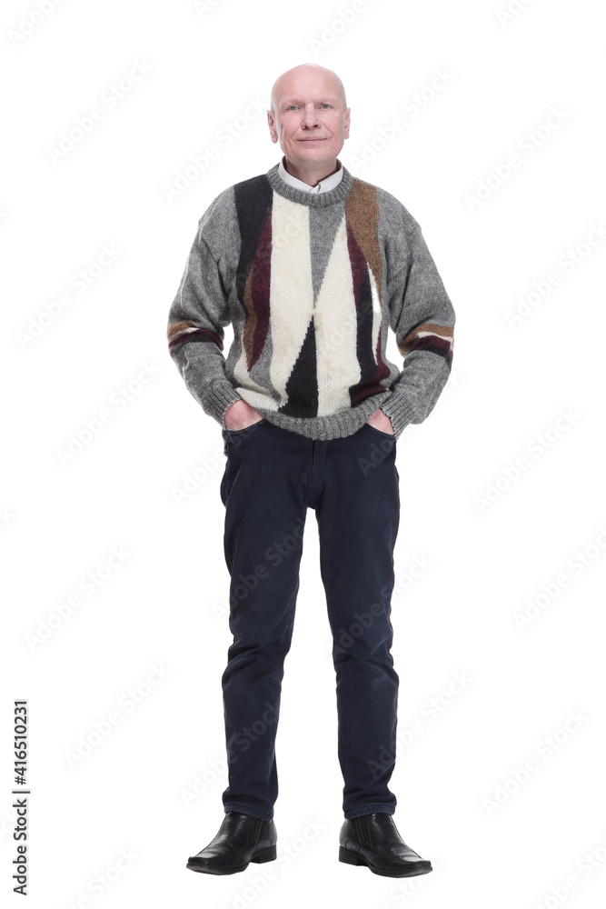 casual mature man in a warm sweater. isolated on a white background. casual mature man in a warm sweater. isolated on a white background.
