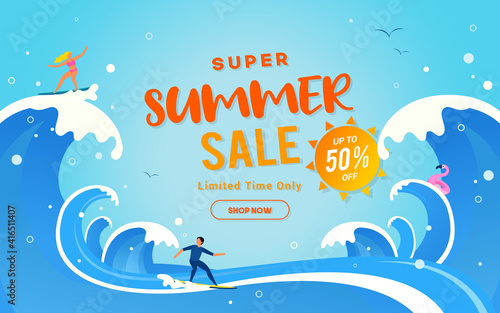 Obraz na plátně Super Summer Sale vector illustration