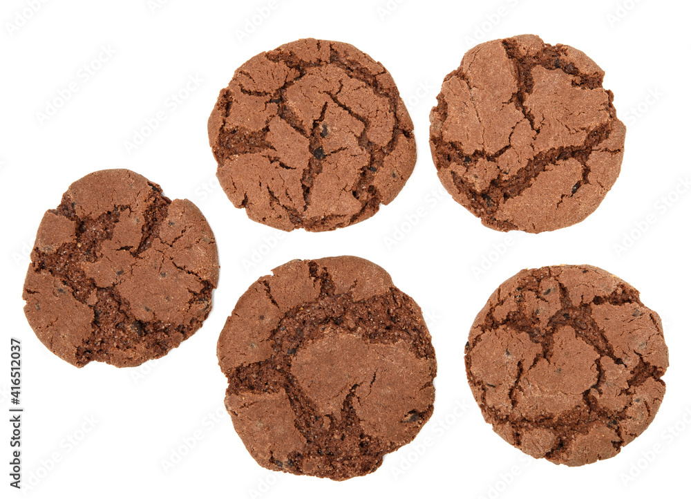 round biscuit chocolate chip cookie isolated on white background round biscuit chocolate chip cookie isolated on white background