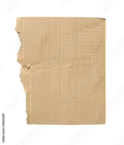 Wallpaper Mural torn piece of corrugated cardboard isolated on white background Torontodigital.ca