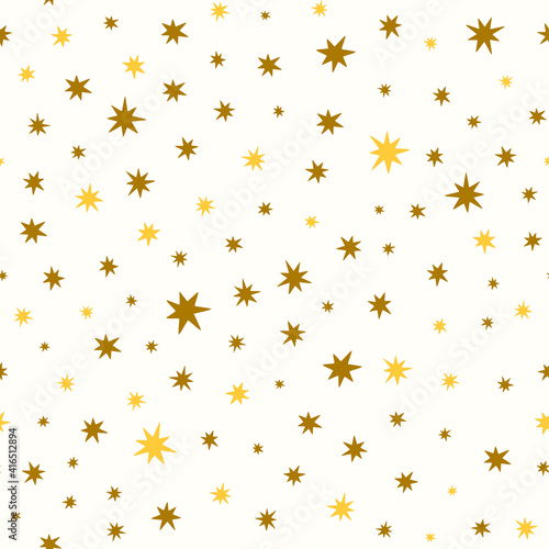 Vector gold star pattern on light background. 