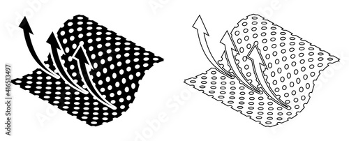 layer of fabric icon with cells for air circulation. Breathable for clothing and hygiene products. Baby diaper fabric. Vector