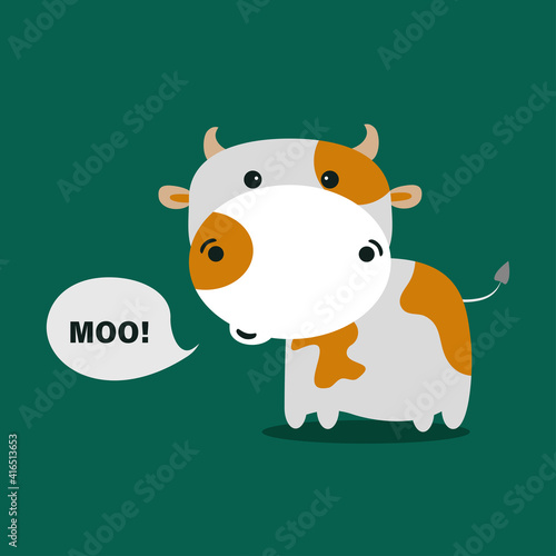 Сute cows on green background. vector illustration.