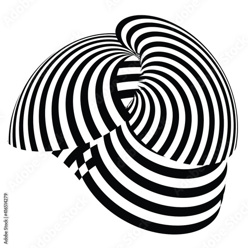 optical art abstract vector background shape wave design black and white op art 3d design, with organic effect.