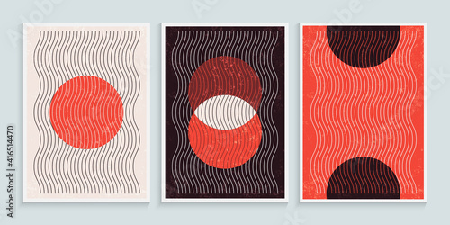 Trendy contemporary wall art with primitive shapes elements