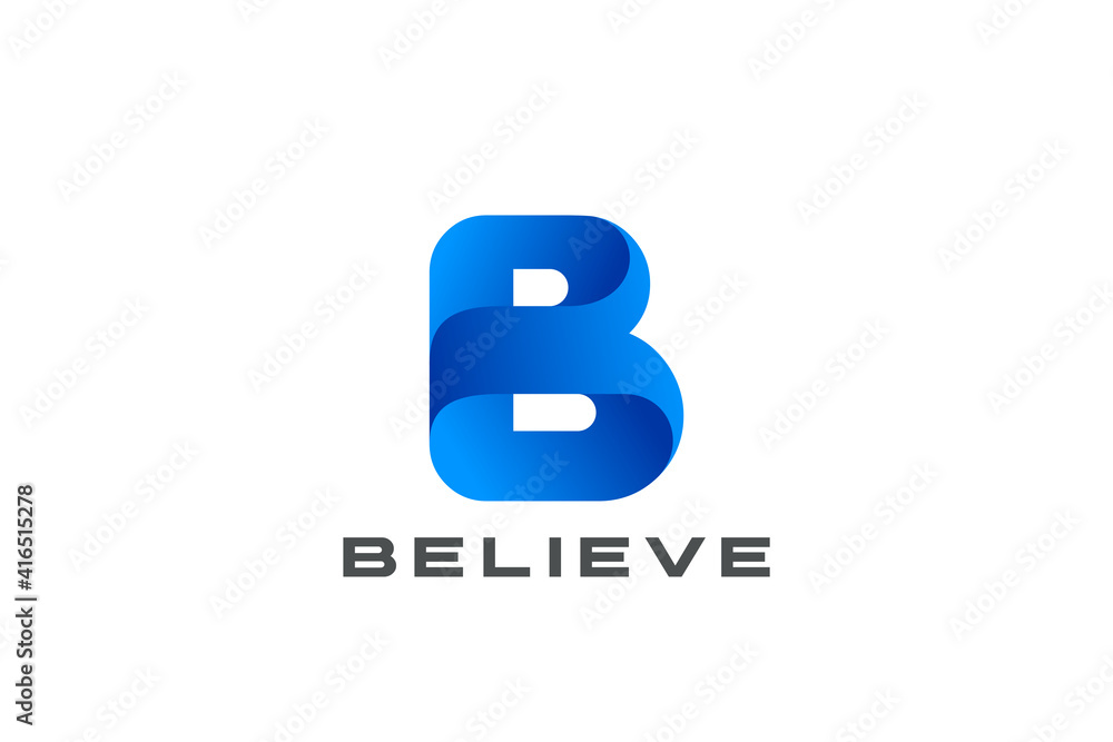 Obraz premium Letter B Logo design Corporate Business Technology Media vector template Ribbon style.