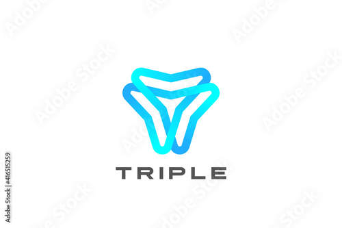 Trinity Triangle Logo Triple looped infinity linear outline shape abstract