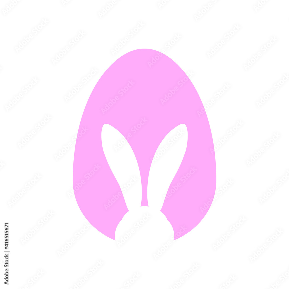 Easter egg shape with bunny ears silhouette on white background - traditional symbol of holiday. Simple eggs hunt - vector illustration. Minimalistic design for card, banner or poster. Easter egg shape with bunny ears silhouette on white background - traditional symbol of holiday. Simple eggs hunt - vector illustration. Minimalistic design for card, banner or poster.