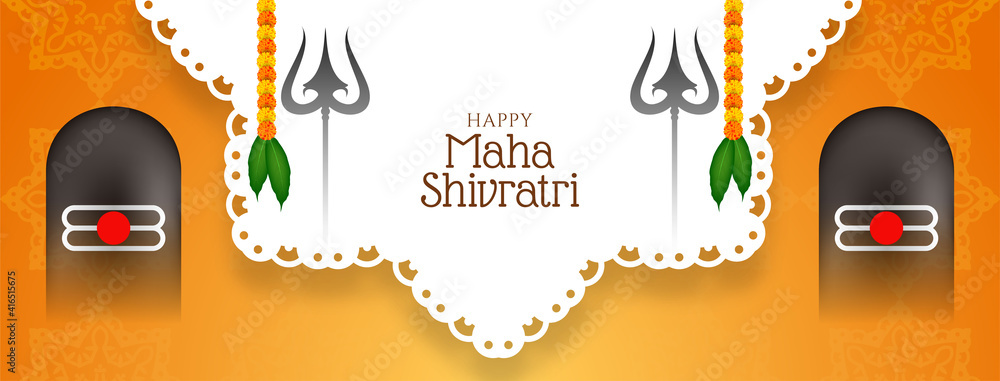 Beautiful Maha shivratri traditional festival banner design - obrazy, fototapety, plakaty 