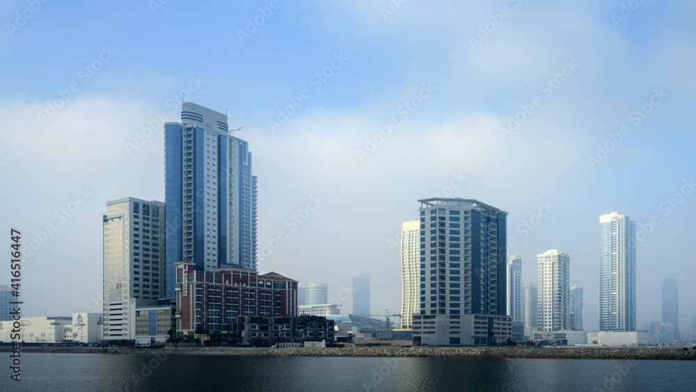 4K time lapse of Seef district with beautiful moving clouds 4K time lapse of Seef district with beautiful moving clouds