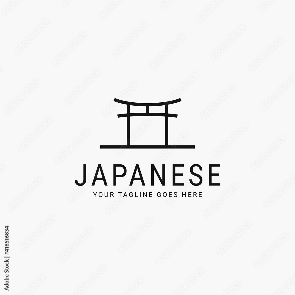 torii gate line art minimalist logo vector illustration design torii gate line art minimalist logo vector illustration design