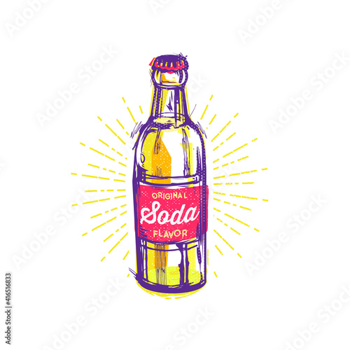 Vector emblem of soda bottle, summer drink
