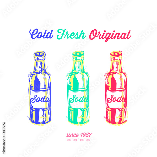 Vector emblem of soda bottle, summer drink
