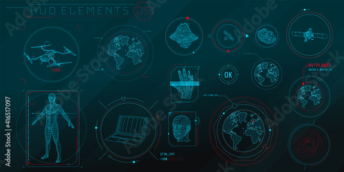 A set of HUD 3D-scanning elements for a futuristic interface.