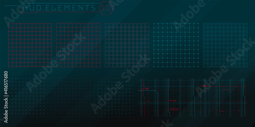 A set of HUD grids elements for a futuristic interface.
