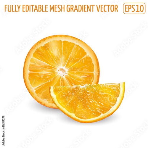 Orange fruit slices on a white background.