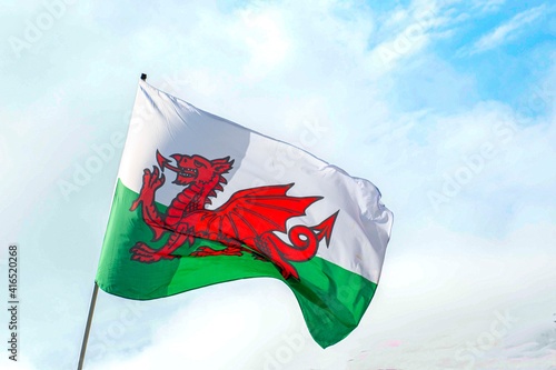 Slika na platnu welsh  flag  blowing  in wind  St Davids  day