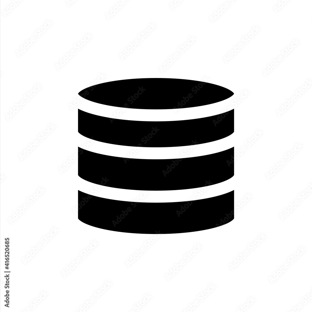 Database icon with solid style and perfect pixel icon Database icon with solid style and perfect pixel icon