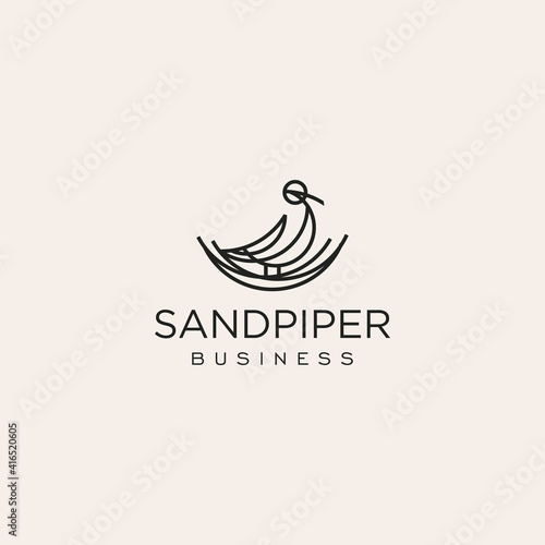 Sandpiper Bird logo design. Dunlin 
 bird vector line art style. Sandpiper symbol Minimalist elegant for business