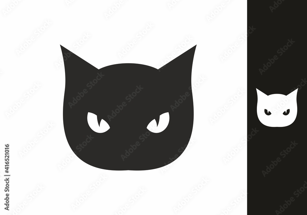 Black and white cat head with eyes Black and white cat head with eyes