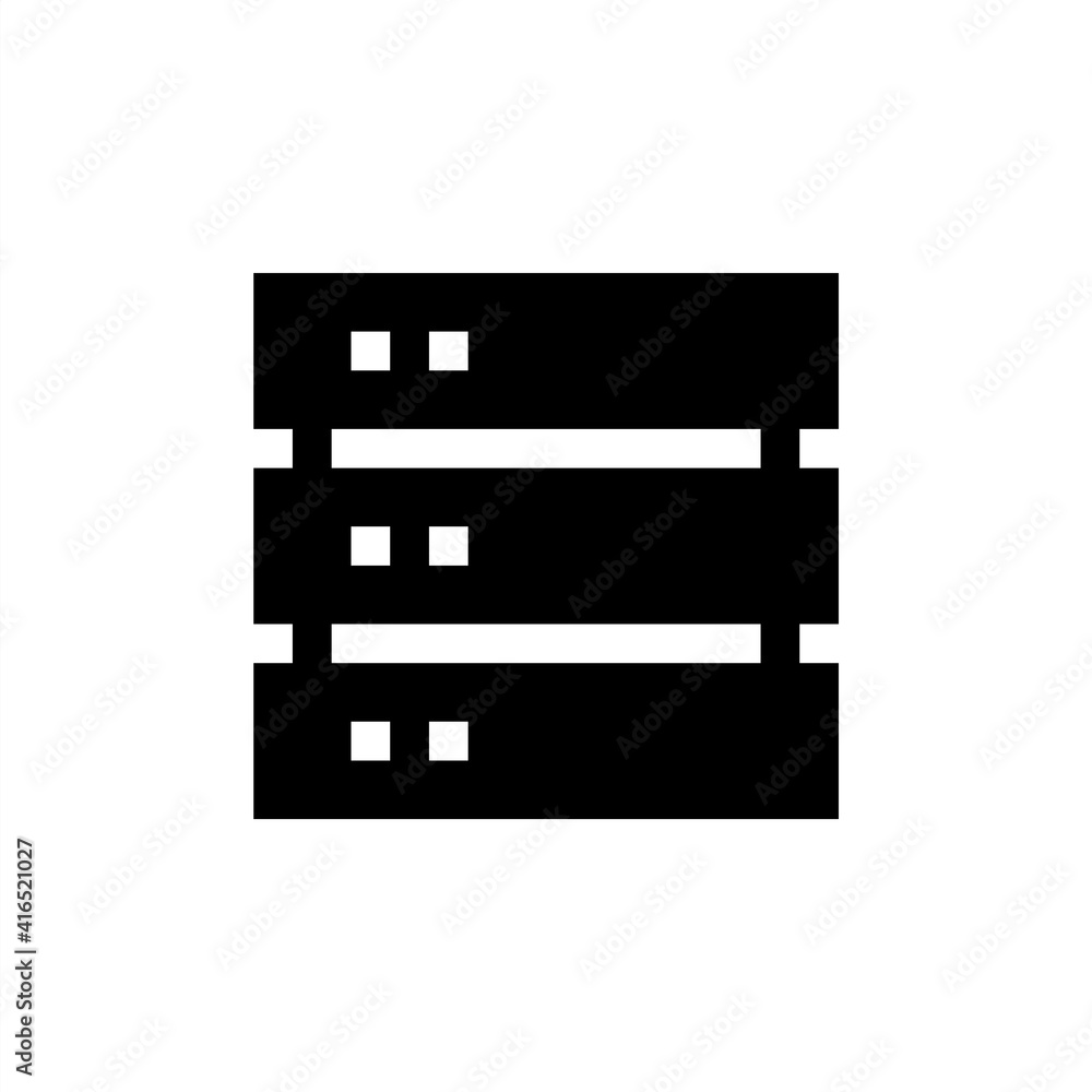 Server icon with solid style and perfect pixel icon Server icon with solid style and perfect pixel icon