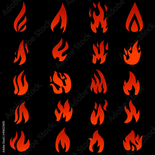 set of fire flames