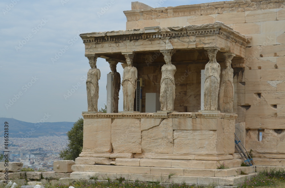 The Caryatid porch of the Erechtheion in Athens, Greece