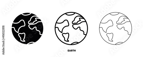 Earth planet icon vector. Simple planet Earth sign in modern design style and logo art for website and mobile app. Editable drawing and silhouette in one.