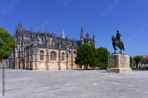 Nuno Alvares Pereira equestrian statue, Dominican Monastery of Batalha or Saint Mary of the Victory Monastery, Batalha, Leiria district, Portugal
