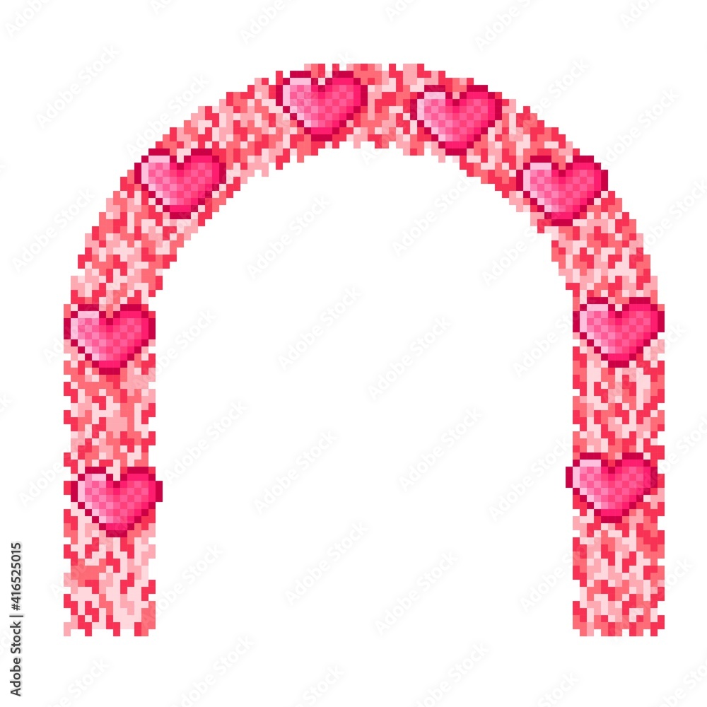 Wedding arch pixel art. Vector illustration. Valentine's Day. Wedding arch pixel art. Vector illustration. Valentine's Day.