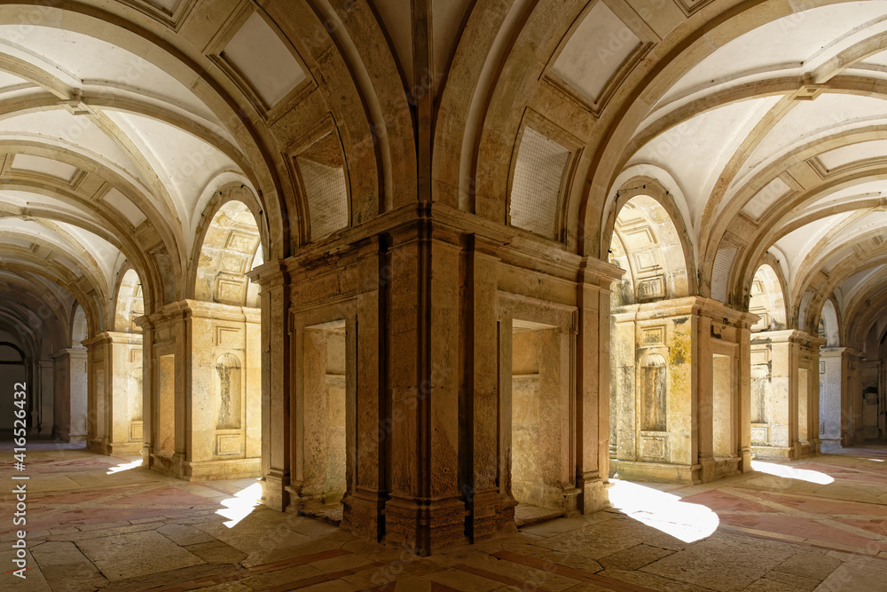 Main cloister, Arcades, Castle and Convent of the Order of Christ, Tomar, Santarem district, Portugal