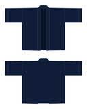 Navy Blue Greatcoat Template Vector On White Background.Front and Back View.