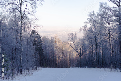 Forest mountains of the Urals in winter. Trees covered with frost and shackled by the winter cold © Михаил Шаповалов