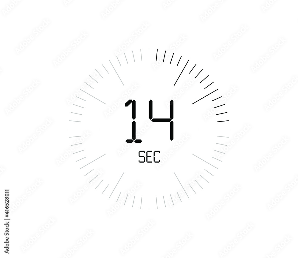Timer 14 sec icon, 14 seconds digital timer Timer 14 sec icon, 14 seconds digital timer