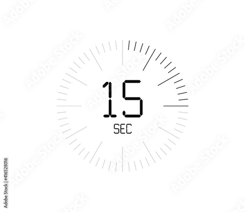 Timer 15 sec icon, 15 seconds digital timer