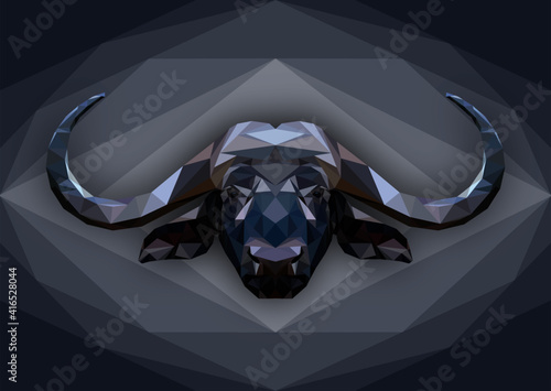 Geometrical illustration of a cape buffalo head