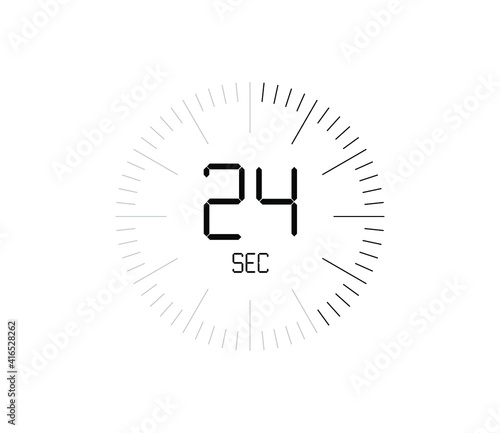 Timer 24 sec icon, 24 seconds digital timer
