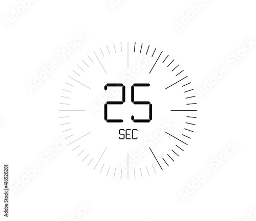 Timer 25 sec icon, 25 seconds digital timer