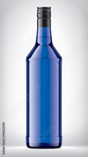 Transparent Color Glass Bottle on background. 