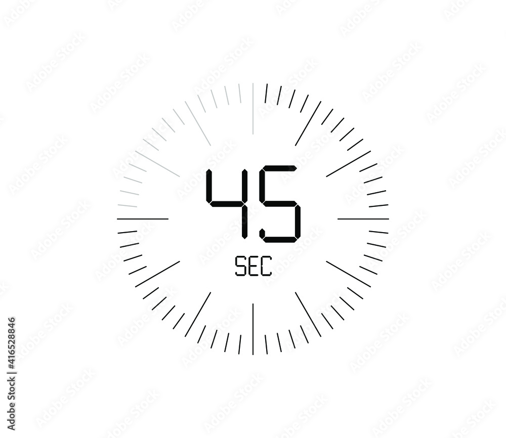 Timer 45 sec icon, 45 seconds digital timer Timer 45 sec icon, 45 seconds digital timer
