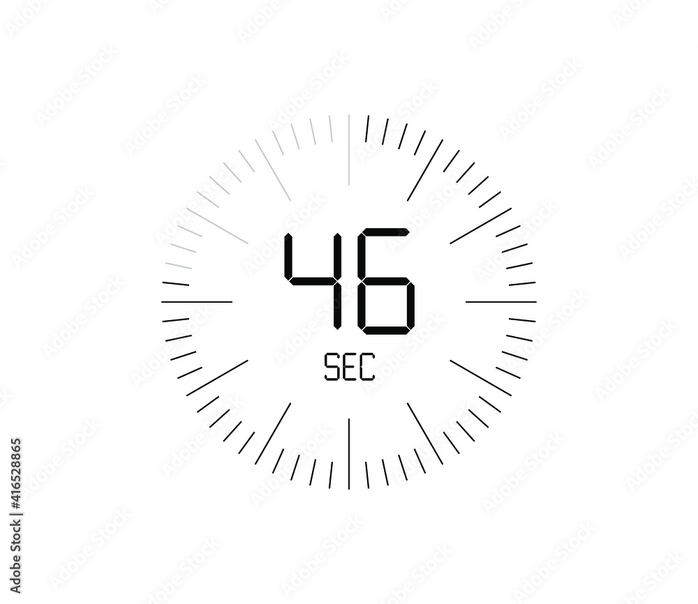 Timer 46 sec icon, 46 seconds digital timer Timer 46 sec icon, 46 seconds digital timer