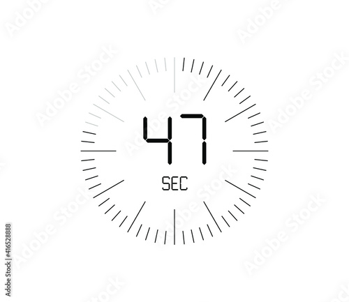 Timer 47 sec icon, 47 seconds digital timer